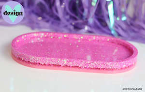 Rustle: Pink Glitter/Pink Oval Trinket Tray