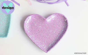 Rustle: Lavender Glitter Heart Trinket Dish