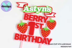 Custom: Custom Name Berry First Birthday Layered Cake Topper