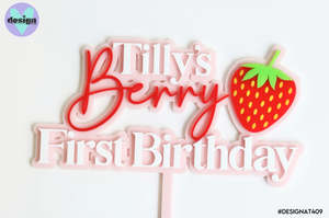 Custom Name Berry First Birthday Layered Cake Topper