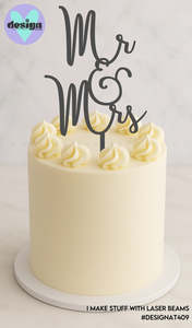 Single Layer Cake Topper: Mr & Mrs Cake Topper Style 1 (other colour choices available)