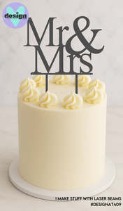 Mr & Mrs Cake Topper Style 3 (other colour choices available)