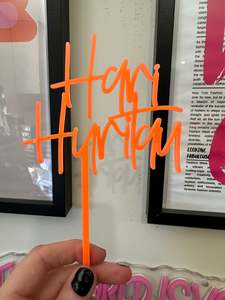 Sale: Hari Huritau Cake Topper Orange Fluro Acrylic