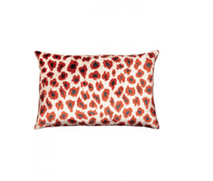 Decor: VELVET IKAT LEOPARD RED CUSHION