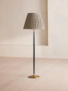 Floor Lamps: BECKETT LEATHER FLOOR LAMP | PATTERNED SHADE