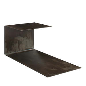 RENZO SERAFINI | TERRA GRAY STEEL SIDE TABLE WITH LED LIGHT