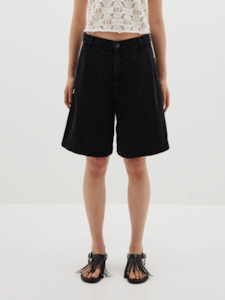 Denim Bermuda Shorts in Black