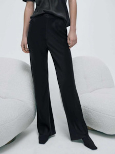 Wide Leg Bias Cut Pants Raw Edge in Black