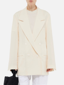 Blazers Coats: Double Breasted Blazer in Off White