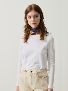 Tees Tops: Sonoma Long Sleeve T-Shirt Boat Neck in White