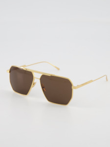 Bottega Veneta: Hexagon Gold Frame Sunglasses in Brown