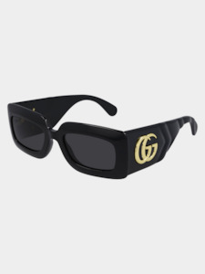 Gucci: Rectangular Acetate Sunglasses in Black