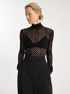 Geometrical Lace Top in Noir
