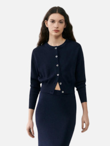 Silk Laundry: Cropped Cardigan in Midnight