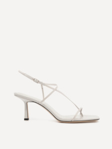Footwear: Cross Front 70 Heel in Stone