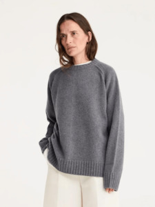 Jumpers Sweaters: Wool Cashmere Sweater in Mid Grey Melange