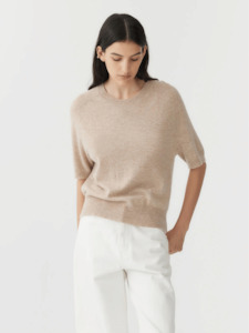 Wool Cashmere T-Shirt Knit in Tan