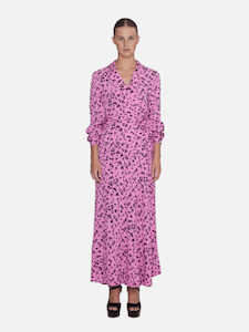 Sale: Fine Jacquard Wrap Dress in Pink