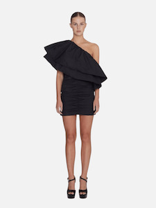 Sale: Taft Pleated One-Shoulder Dress in Black