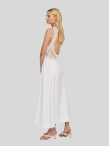 Anja Long Linen Dress in White