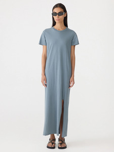 Longerline T-Shirt Dress in Blue Steel