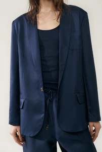 Silk Twill Miami Blazer in Midnight Blue