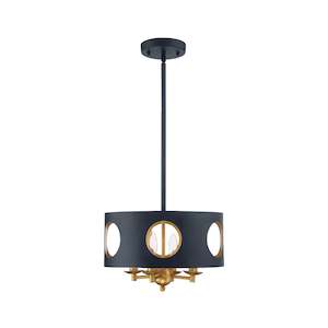 Gold Filter: Weston Collection - Chandelier - Matte Black & Antique Gold Frame - W:36cm