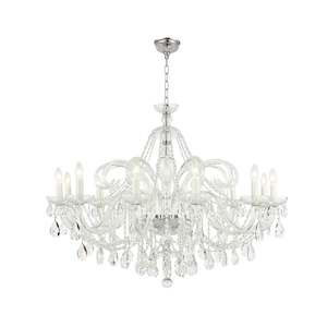 Bohemian Prague 12 Arm Crystal Chandelier - Chrome Fixtures