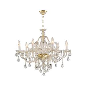 Bohemian Prague 8 Arm Crystal Chandelier - Brass Fixtures