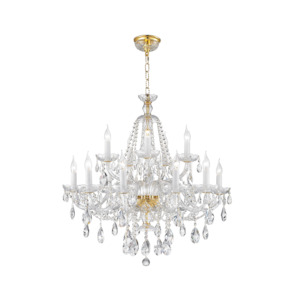 Crystal Chandeliers: Bohemian Brilliance 15 Arm Crystal Chandelier- GOLD