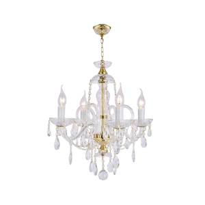 Crystal Chandeliers: Bohemian Prague 4 Arm Crystal Chandelier - Brass Fixtures