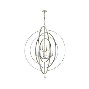 Crystal Pendant Lighting: Carson Collection - 12 Lights Orb Chandelier - Silver
