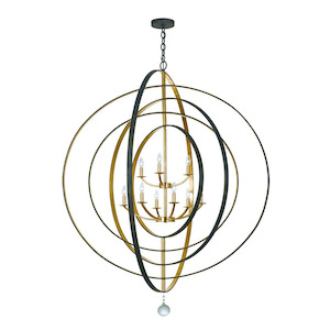 Carson Collection - 9 Lights Orb Chandelier - English Bronze & Gold
