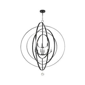 Carson Collection - 9 Lights Orb Chandelier - Black