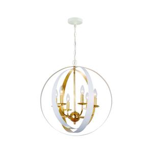 Crystal Pendant Lighting: Carson Collection - Orb Chandelier - White & Gold