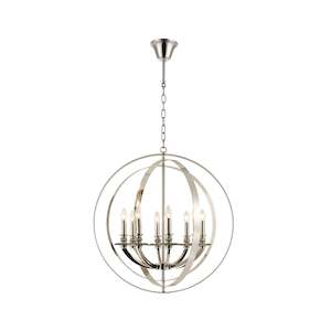 Crystal Pendant Lighting: Hampton Orb - 8 Light - Nickel Plated