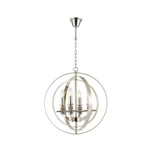 Crystal Pendant Lighting: Hampton Orb - 4 Light - Nickel Plated