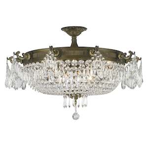 Basket Chandeliers: Regency Basket Chandelier - Antique Bronze Style - Flush Mount - W:75cm H:45cm