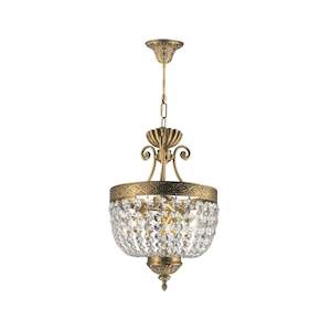 Basket Chandeliers: Florence Basket Chandelier - Solid Brass Finish - W:30cm H:46cm