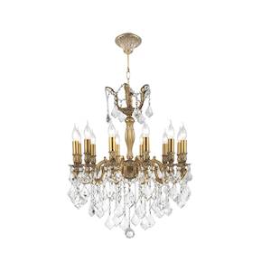 Americana Collection: AMERICANA 12 Light Crystal Chandelier - Brass Finish