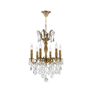 AMERICANA 6 Light Crystal Chandelier - Brass Finish