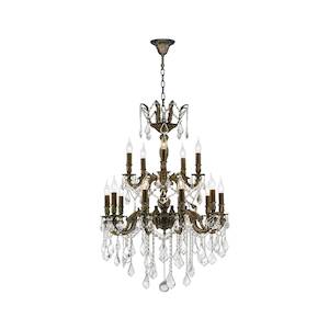 Americana Collection: AMERICANA 15 Light Crystal Chandelier - Antique Bronze Style