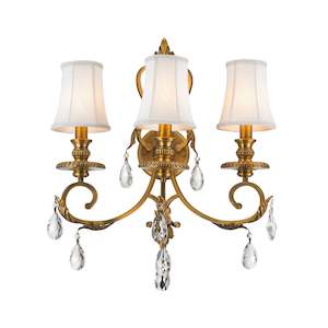 Aria Collection: ARIA - Hampton Triple Arm Wall Sconce - Brass