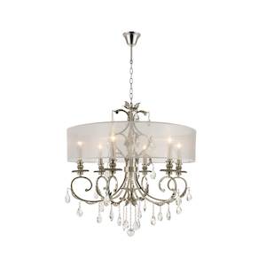 ARIA - Hampton 6 Arm Chandelier - Nickel Plated - Orb Outer Shade