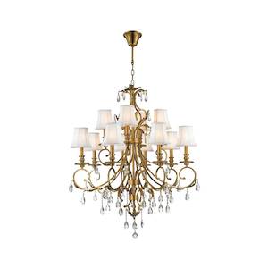 Aria Collection: ARIA - Hampton 12 Arm Brass Chandelier
