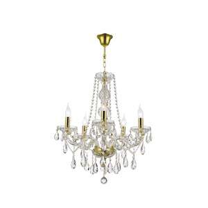 Bohemian Elegance Collection: Bohemian Elegance 5 Arm Crystal Chandelier - GOLD