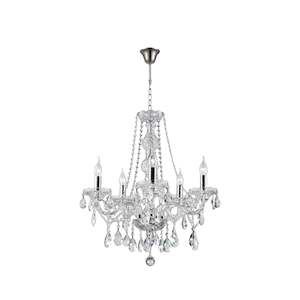Bohemian Elegance 5 Arm Crystal Chandelier - CHROME