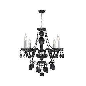 Bohemian Jet Black Collection: Jet Black Bohemian Chandelier - 4 ARM