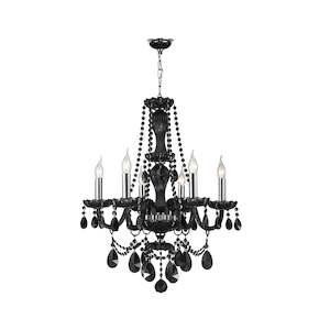 Bohemian Jet Black Collection: Jet Black Bohemian Chandelier - 6 ARM