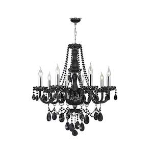 Bohemian Jet Black Collection: Jet Black Bohemian Chandelier - 8 ARM